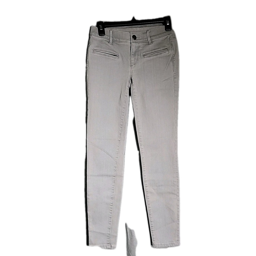 LOFT Jeans Womens Size 25/0 Super Skinny Gray Denim Pants Front Zipper Pockets